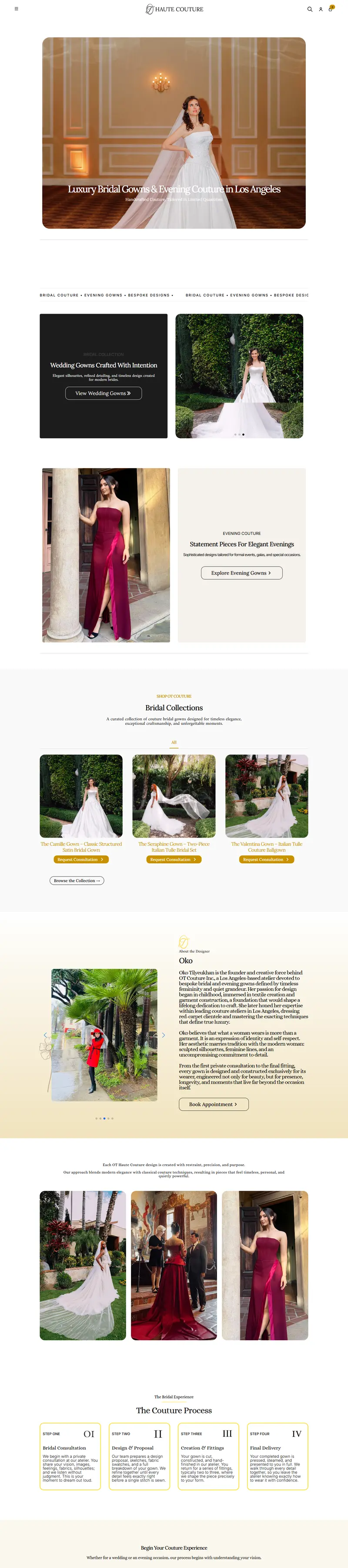 Screenshot of the OT Haute Couture website