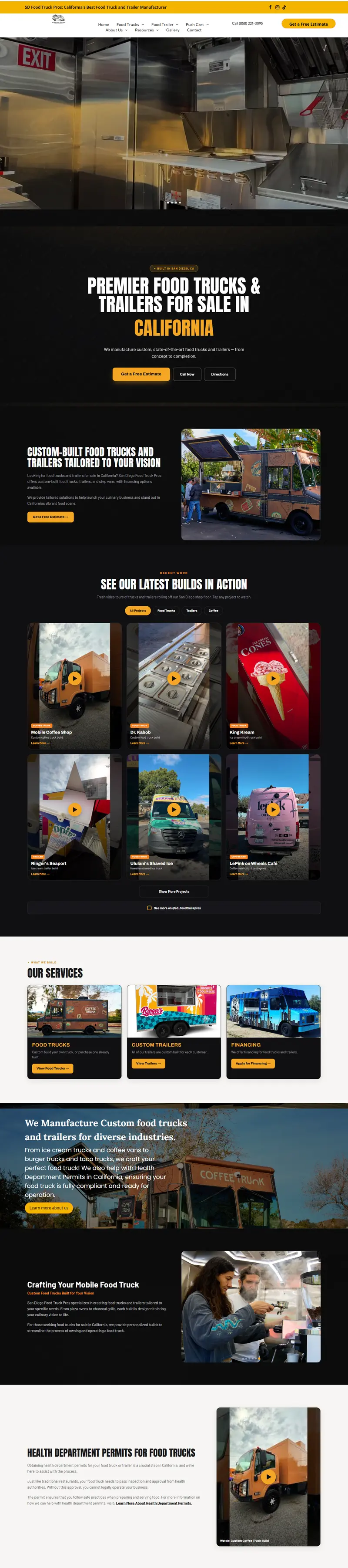 Screenshot of the SD Food Truck Pros website