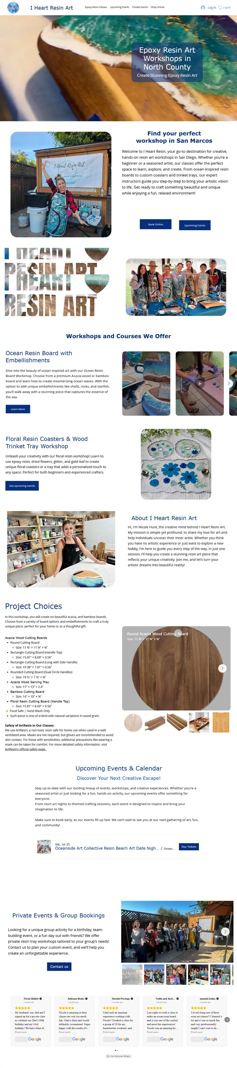 Screenshot of the I Heart Resin website